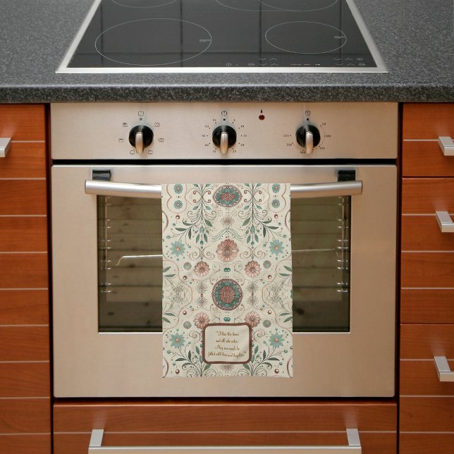 Toalla de cocina boho con hierbas personalizable (Subido por el creador)