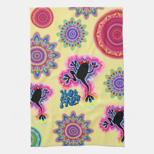 Toalla de cocina BoHo psicodélica de rana caliente