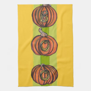 Toalla de cocina BOO apilada de calabazas