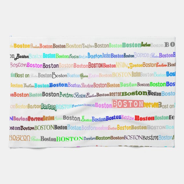 Toalla de cocina Boston Text Design II (Horizontal)