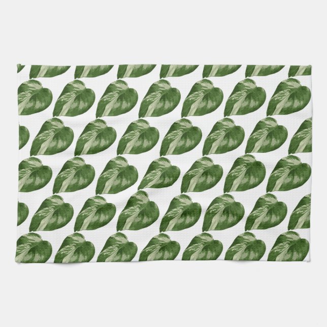 Toalla de cocina botánica Monstera Albo (Horizontal)