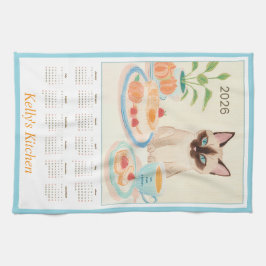 Toalla de cocina calendario con garras siamesas y