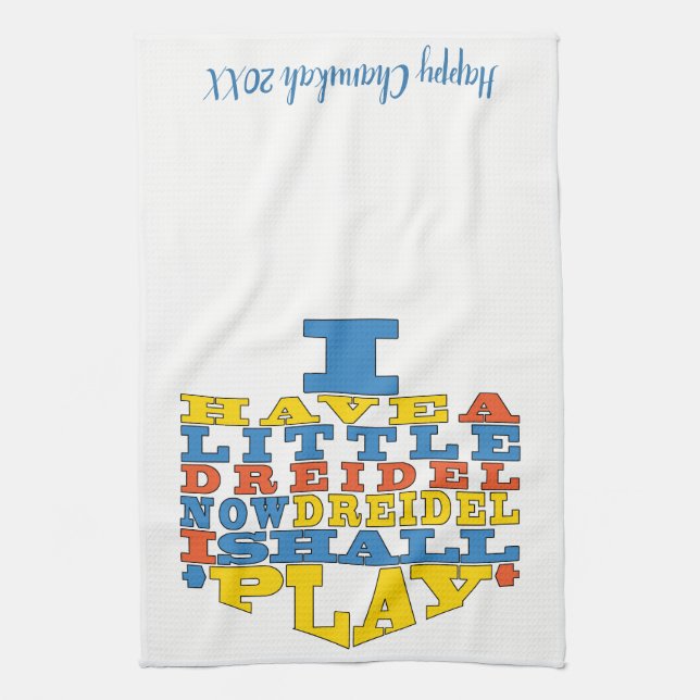 Toalla de cocina "Chanukah/Dreidel Play" (Vertical)