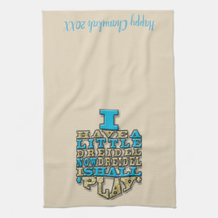 Toalla de cocina "Chanukah/Dreidel Play, Gold/Blue
