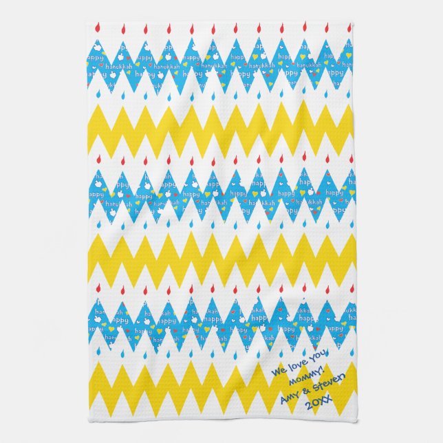 Toalla de cocina "Chevron/Hanukkah Happy" (Vertical)