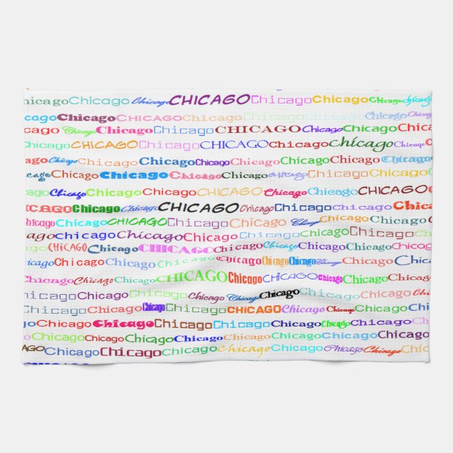 Toalla de cocina Chicago Text Design II (Horizontal)