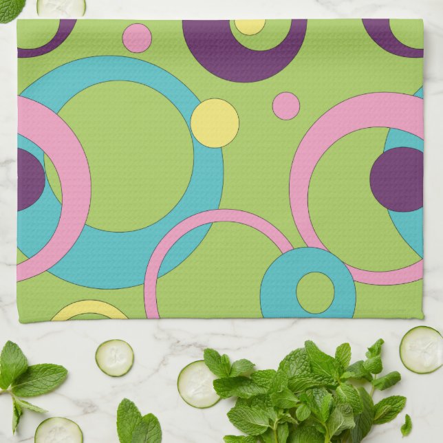 Toalla de Cocina Círculos Verdes Funky (Doblado)