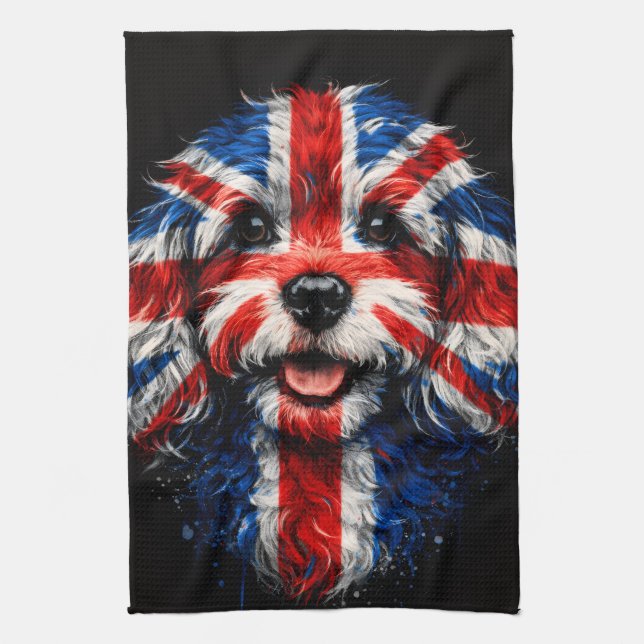 Toalla de cocina Cockapoo Union Jack perro británi (Vertical)