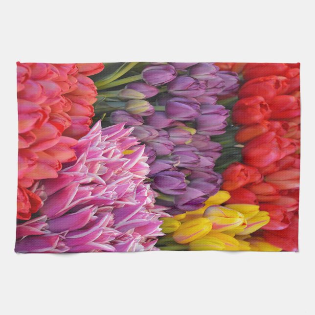 Toalla de cocina colorida de los tulipanes de la (Horizontal)