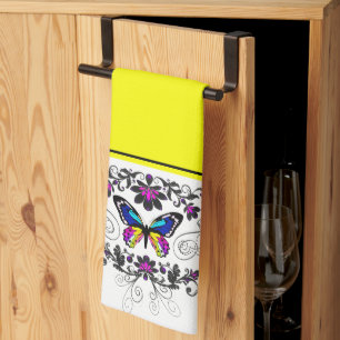 Toalla de cocina con adorno de mariposa