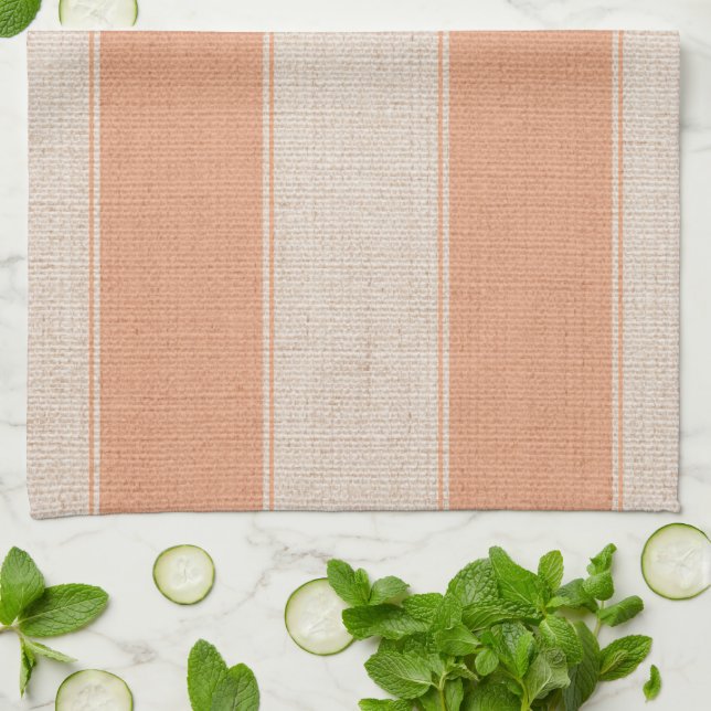 Toalla de cocina con aspecto de lino con raya nara (Doblado)