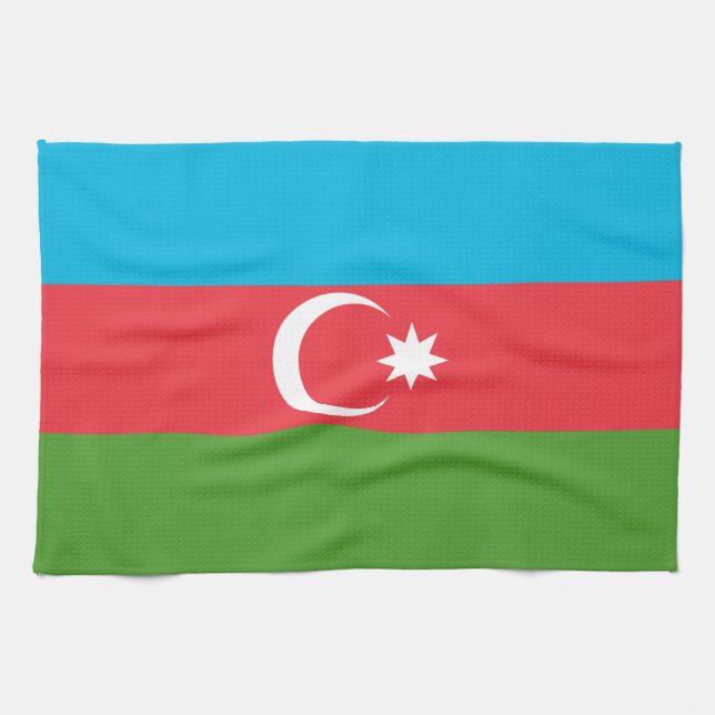 Toalla de cocina con bandera de Azerbaiyán (Horizontal)