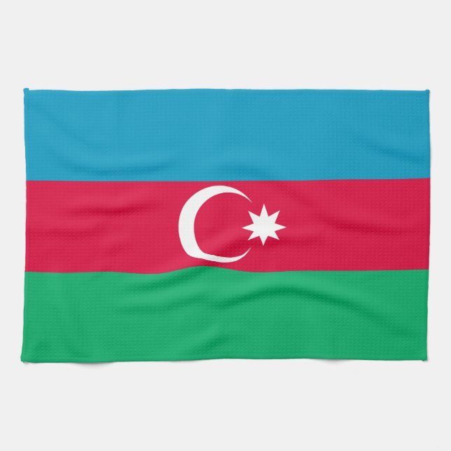 Toalla de cocina con bandera de Azerbaiyán (Horizontal)