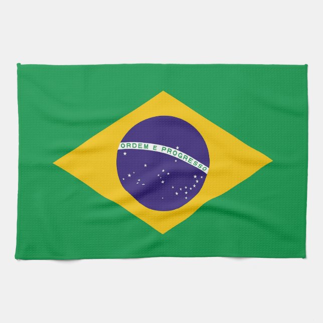 Toalla de cocina con bandera de Brasil (Horizontal)