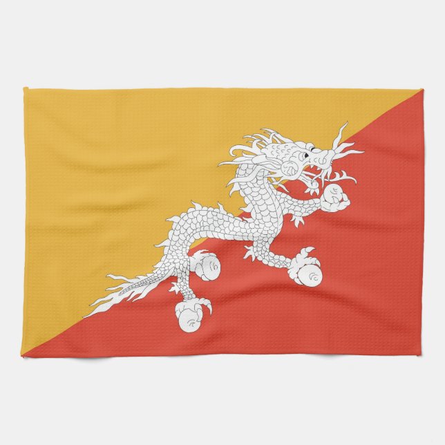 Toalla de cocina con bandera de Bután (Horizontal)