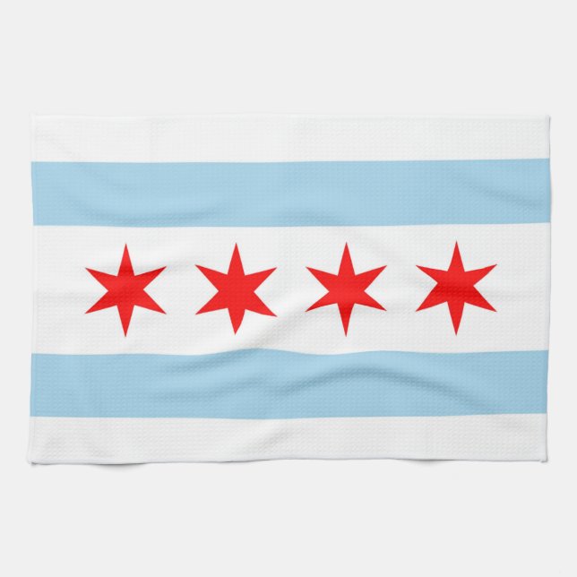 Toalla de cocina con bandera de Chicago, Illinois (Horizontal)