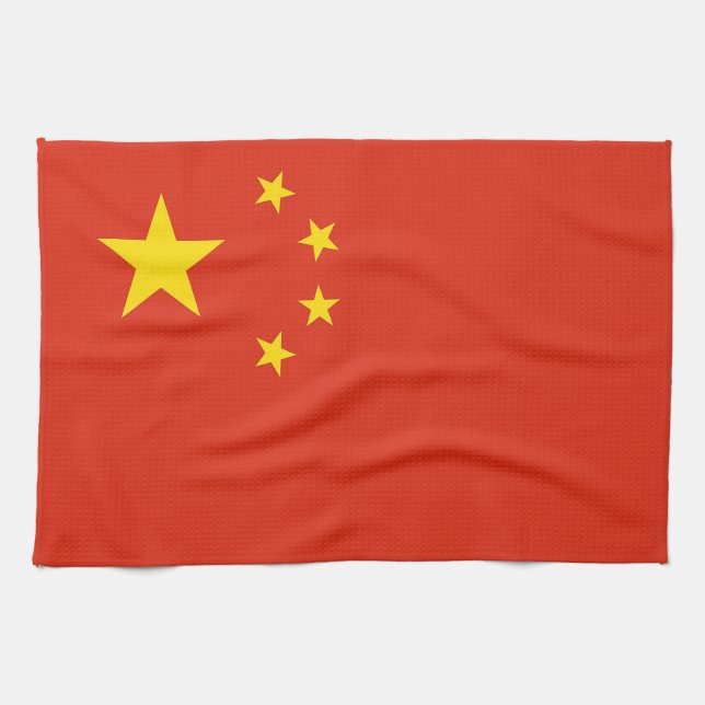 Toalla de cocina con bandera de China (Horizontal)
