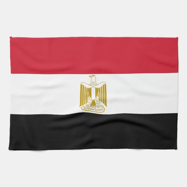 Toalla de cocina con bandera de Egipto (Horizontal)