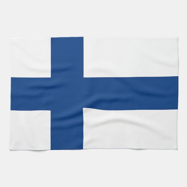 Toalla de cocina con bandera de Finlandia (Horizontal)