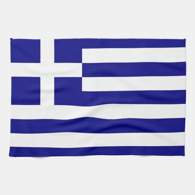 Toalla de cocina con bandera de Grecia (Horizontal)