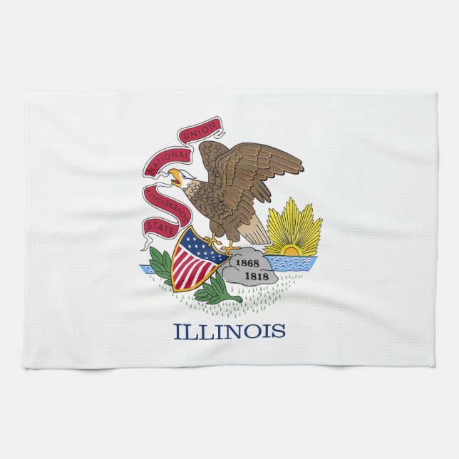 Toalla de cocina con bandera de Illinois, EE.UU. (Horizontal)
