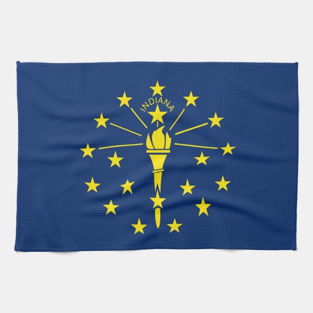 Toalla de cocina con bandera de Indiana, EE.UU. (Horizontal)