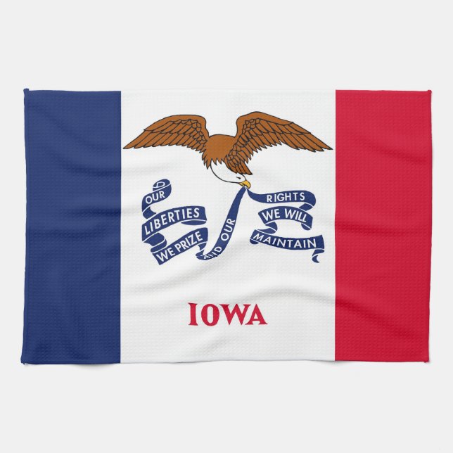 Toalla de cocina con bandera de Iowa, EE.UU. (Horizontal)