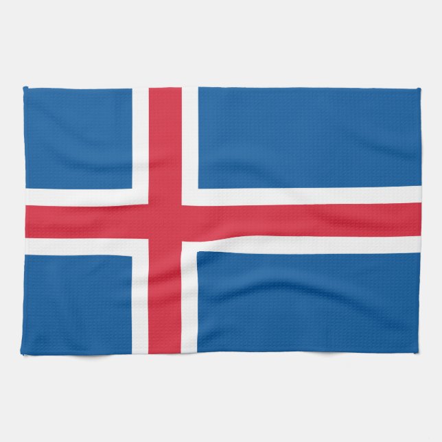 Toalla de cocina con bandera de Islandia (Horizontal)