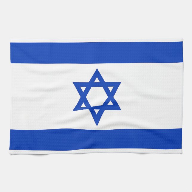 Toalla de cocina con bandera de Israel (Horizontal)