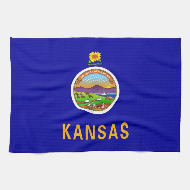 Toalla de cocina con bandera de Kansas, EE.UU. (Horizontal)