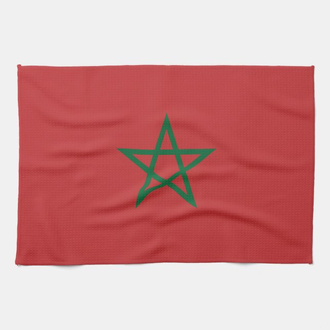 Toalla de cocina con bandera de Marruecos (Horizontal)