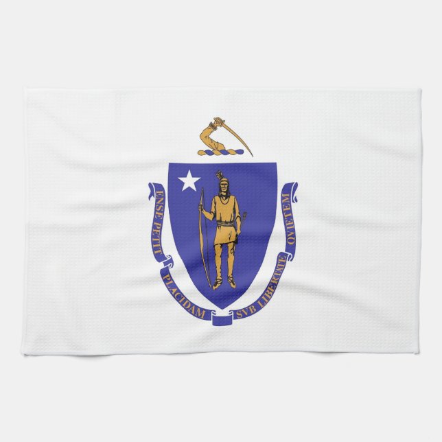 Toalla de cocina con bandera de Massachusetts, EE. (Horizontal)