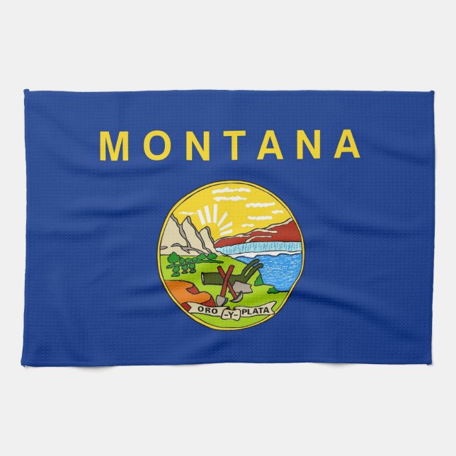 Toalla de cocina con bandera de Montana, EE.UU. (Horizontal)