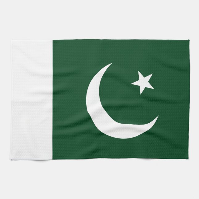 Toalla de cocina con bandera de Pakistán (Horizontal)