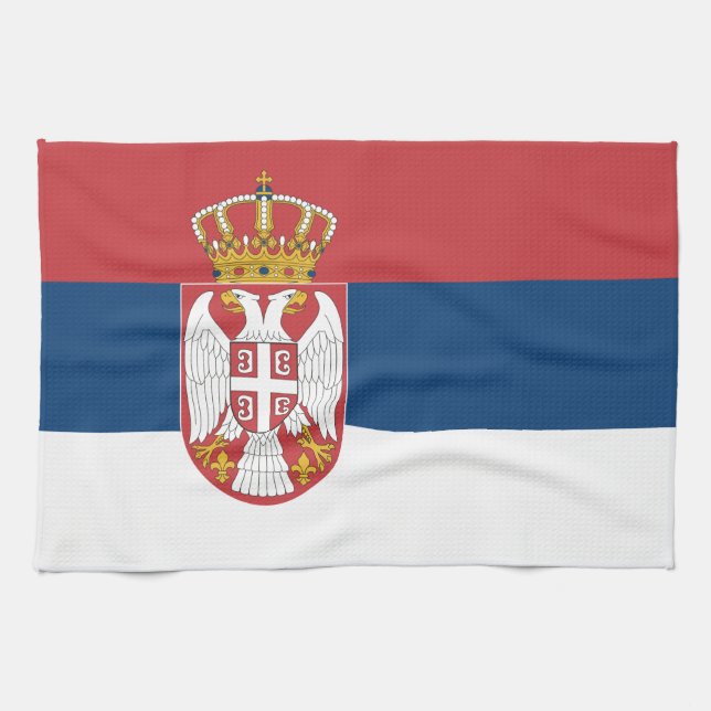 Toalla de cocina con bandera de Serbia (Horizontal)
