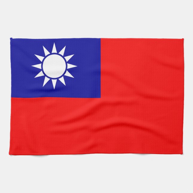 Toalla de cocina con bandera de Taiwán (Horizontal)