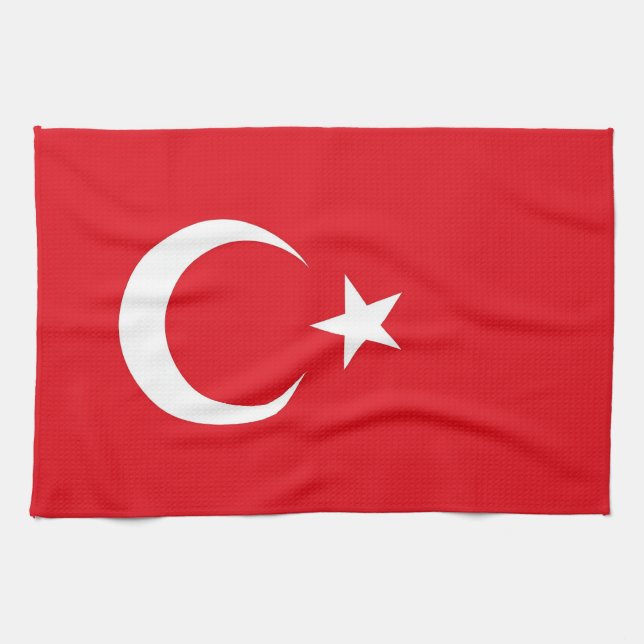 Toalla de cocina con bandera de Turquía (Horizontal)