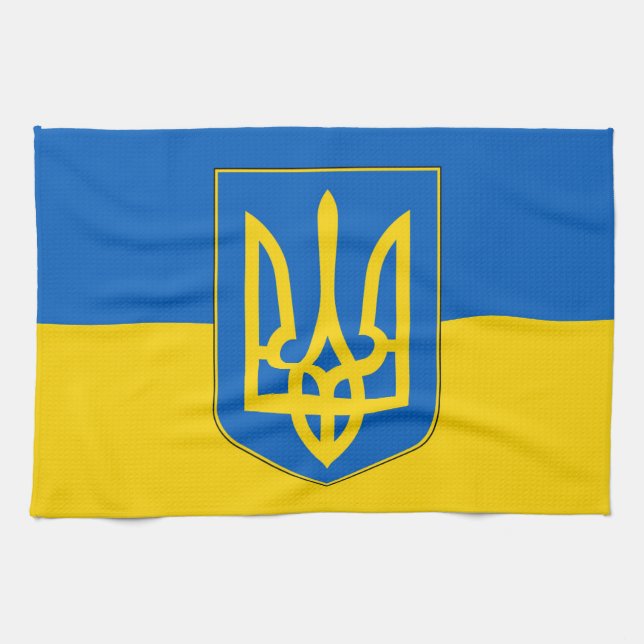 Toalla de cocina con bandera de Ucrania (Horizontal)