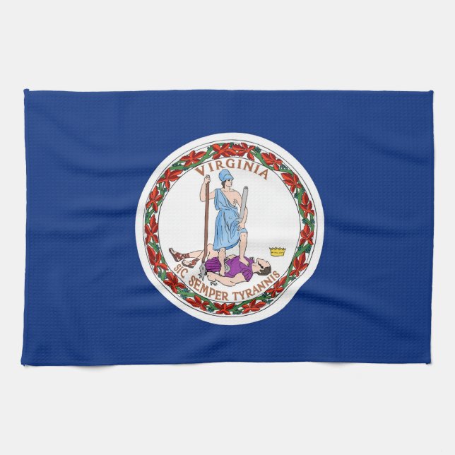 Toalla de cocina con bandera de Virginia, EE.UU. (Horizontal)
