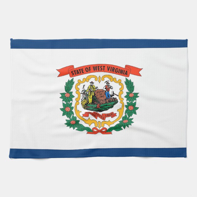 Toalla de cocina con bandera de Virginia Occidenta (Horizontal)