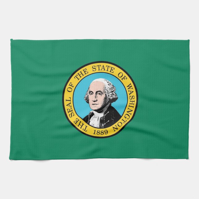 Toalla de cocina con bandera de Washington, EE.UU. (Horizontal)