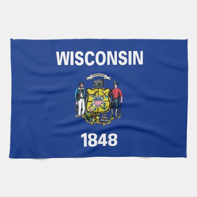 Toalla de cocina con bandera de Wisconsin, EE.UU. (Horizontal)