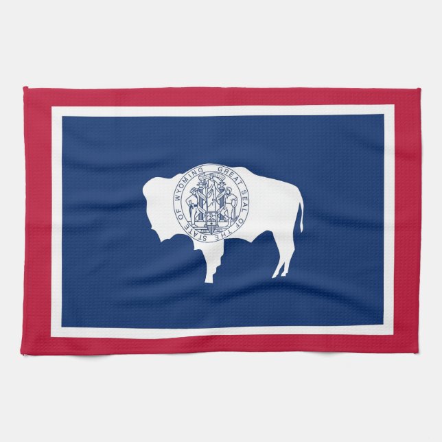 Toalla de cocina con bandera de Wyoming, EE.UU. (Horizontal)