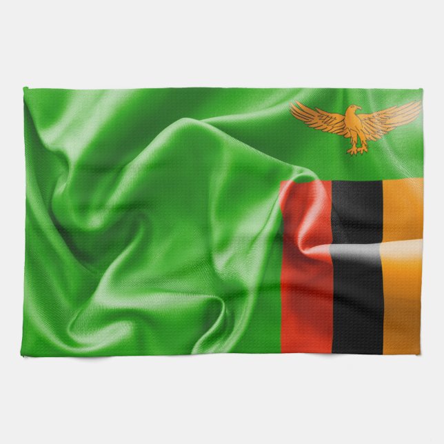 Toalla de cocina con bandera de Zambia (Horizontal)