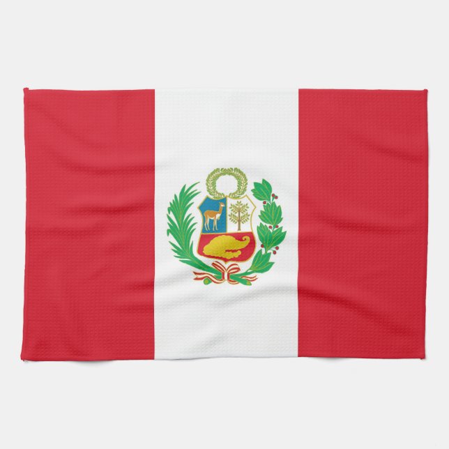 Toalla de cocina con bandera del Perú (Horizontal)