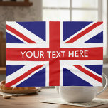 Toalla de cocina con bandera Jack de la Unión Brit<br><div class="desc">Toalla de cocina con bandera británica personalizada. Haz tu propia decoración de cocina de orgullo inglés. Personalizado Reino Unido,  íconos de Gran Bretaña. Decoración casera de UnionJack. Diversión para fiestas y eventos en casa.</div>