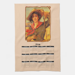 Toalla de cocina con calendario 2026 Vaquera Vinta
