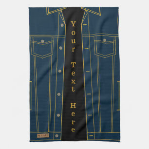 Toalla de cocina con chaqueta de jeans azules fals