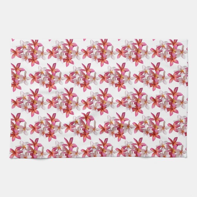 Toalla de cocina con collage de Plumeria (Horizontal)