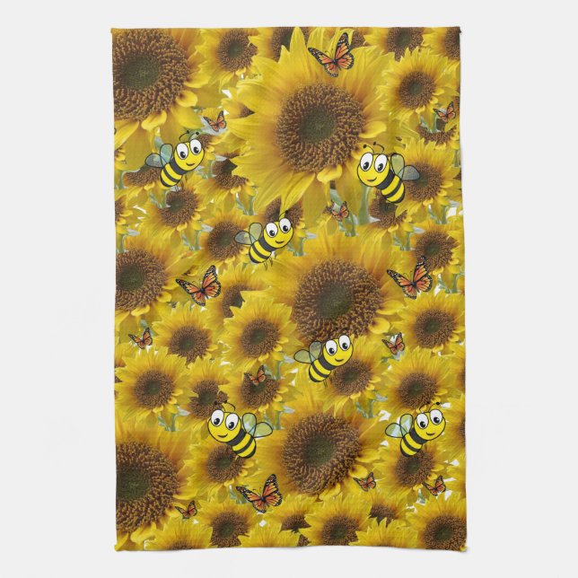 Toalla de cocina con crema de buey de girasol (Vertical)